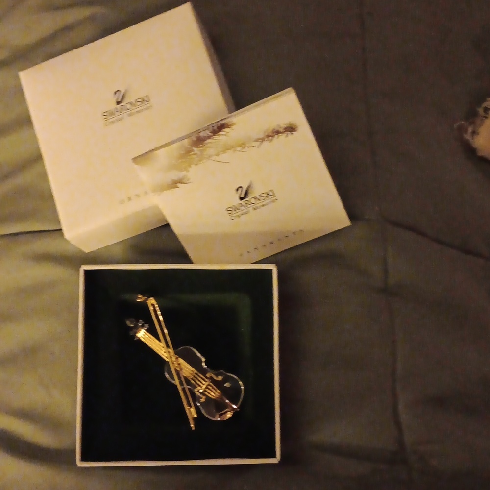 SWAROVSKI crystal and gold VIOLIN ornament